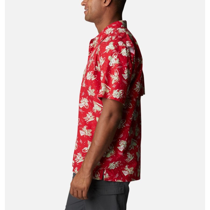 Men's PFG Trollers Best Short Sleeve Shirt Red Spark Lite Me Up Print Columbia