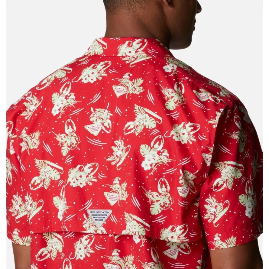 Men's PFG Trollers Best Short Sleeve Shirt Red Spark Lite Me Up Print Columbia