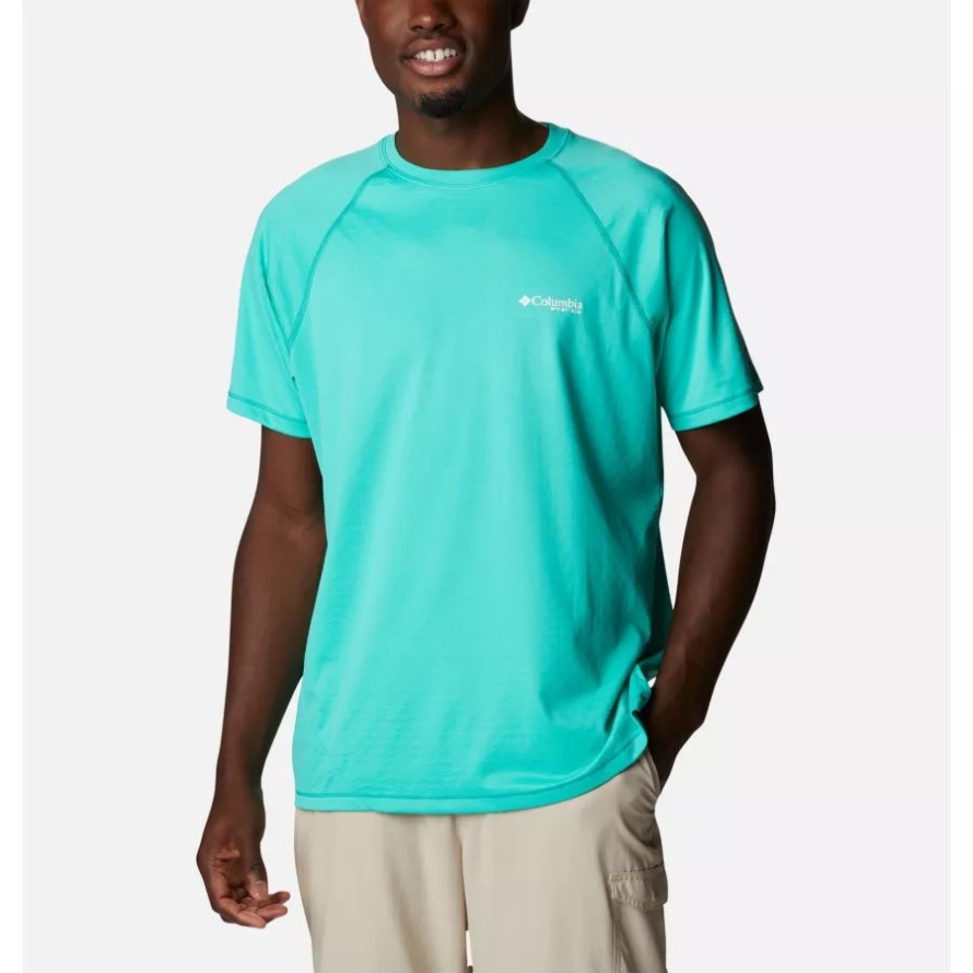 Men's PFG Zero Rules Ice Short Sleeve Shirt Columbia Electric Turquoise