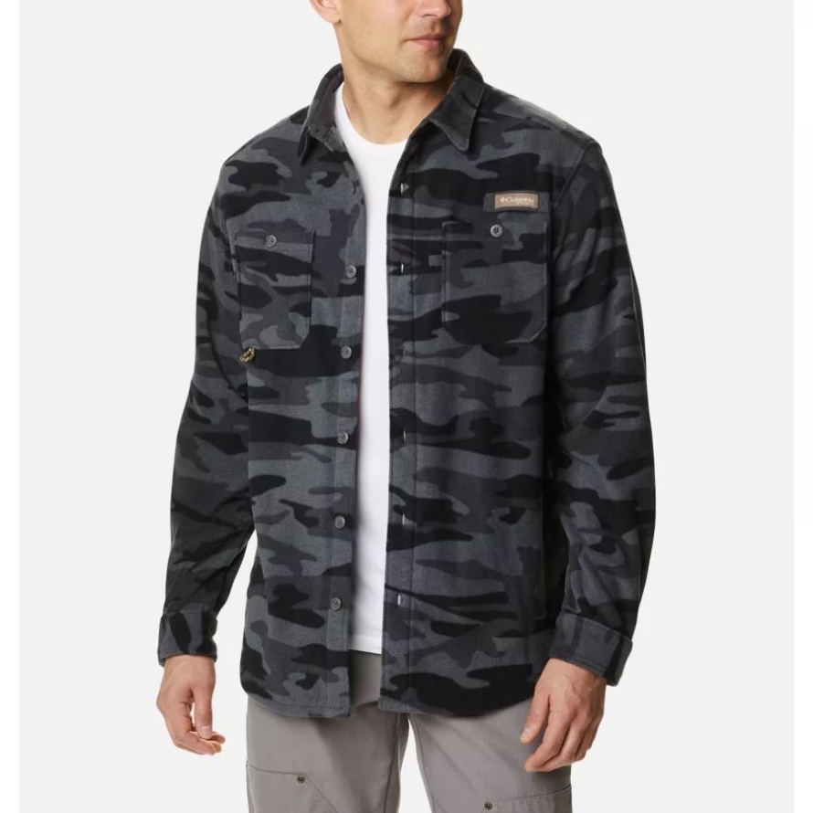 Men's PHG Bucktail Fleece Over Shirt Columbia Black Gallatin Camo
