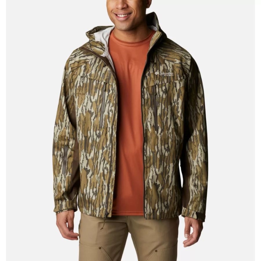 Men's PHG Trophy Rack Silent Rain Jacket Columbia Mossy Oak Bottomland
