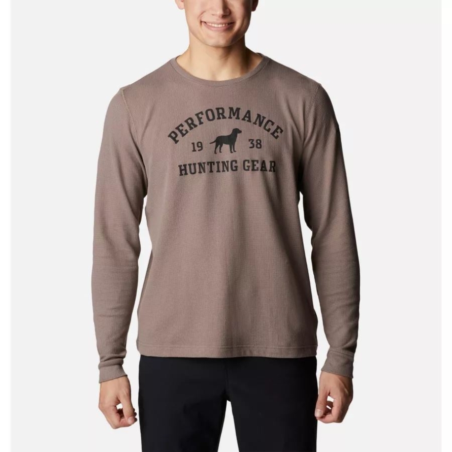 Men's PHG University Waffle Long Sleeve Shirt Iron/Black Dog Columbia