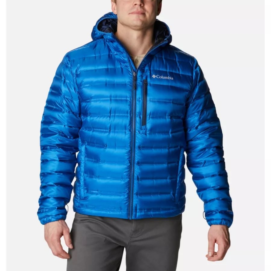 Men's Pebble Peak Down Hooded Puffer Jacket Columbia Bright Indigo