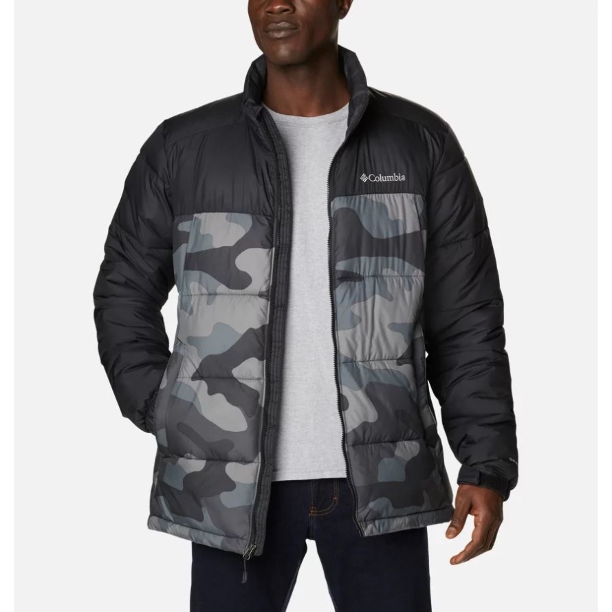 Men's Pike Lake Puffer Jacket Columbia Black Mod Camo Print/Black