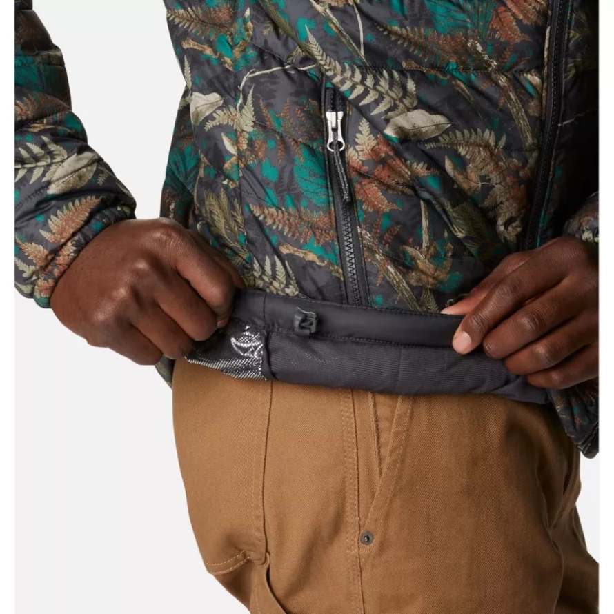 Men's Powder Lite Hooded Insulated Jacket Spruce North Woods Print Columbia