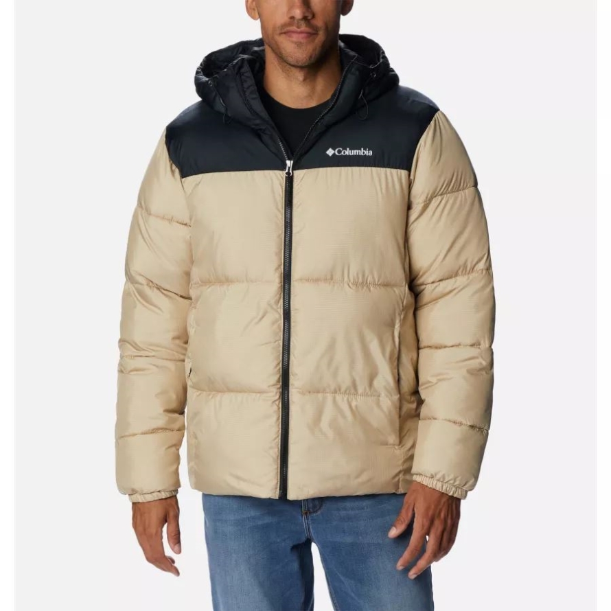 Men's Puffect Hooded Puffer Jacket Columbia Ancient Fossil/Black