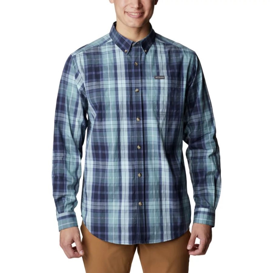 Men's Rapid Rivers II Long Sleeve Shirt Columbia Spring Blue Multi Plaid