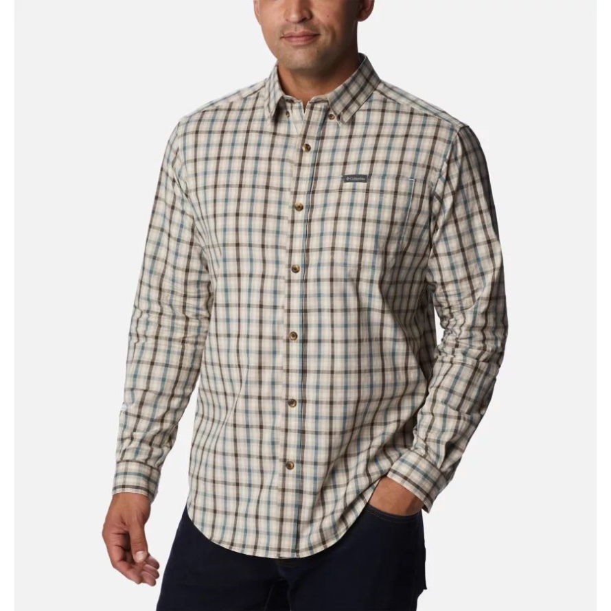 Men's Rapid Rivers II Long Sleeve Shirt Cordovan Multi Gingham Columbia