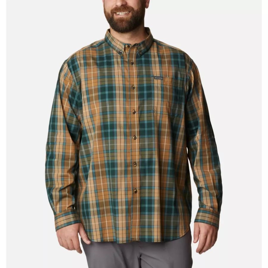 Men's Rapid Rivers II Long Sleeve Shirt Extended Size Spruce 2 Multi Plaid Columbia