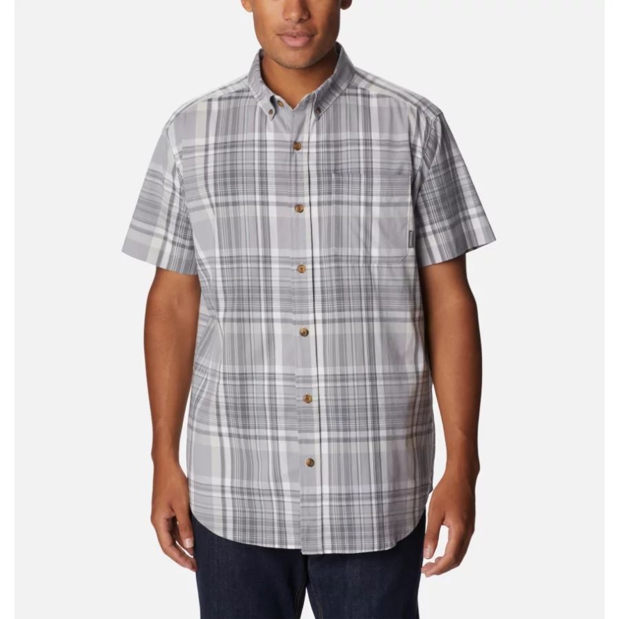 Men's Rapid Rivers II Short Sleeve Shirt Columbia Columbia Grey Plaid