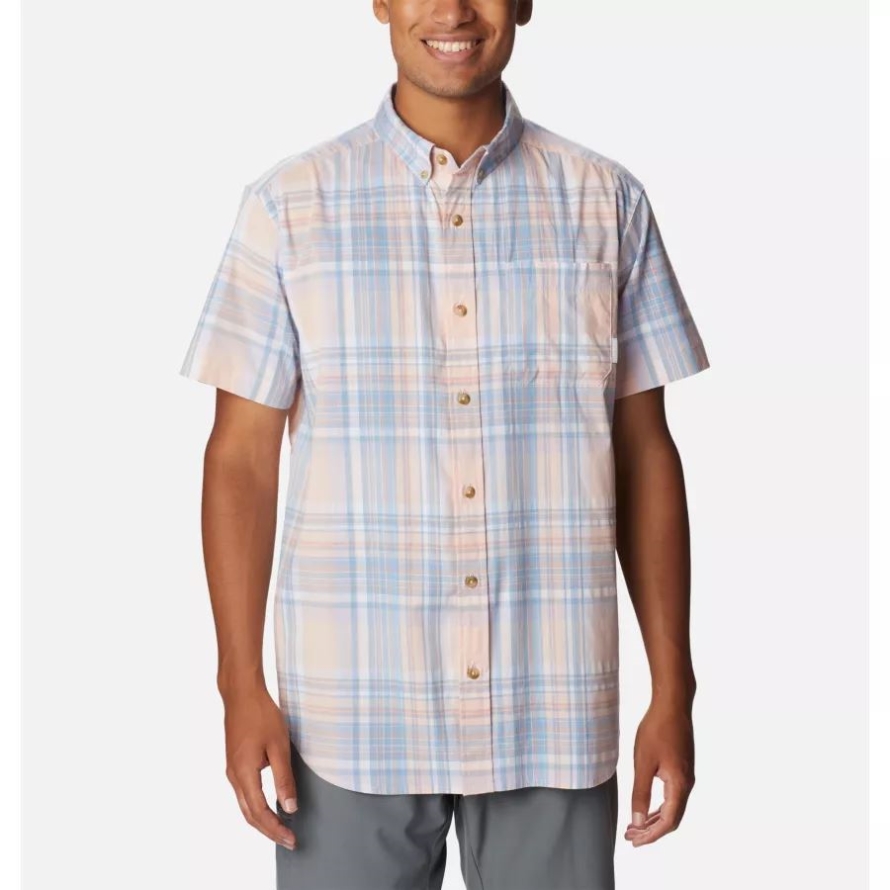 Men's Rapid Rivers II Short Sleeve Shirt Columbia Purple Tint Multi Plaid