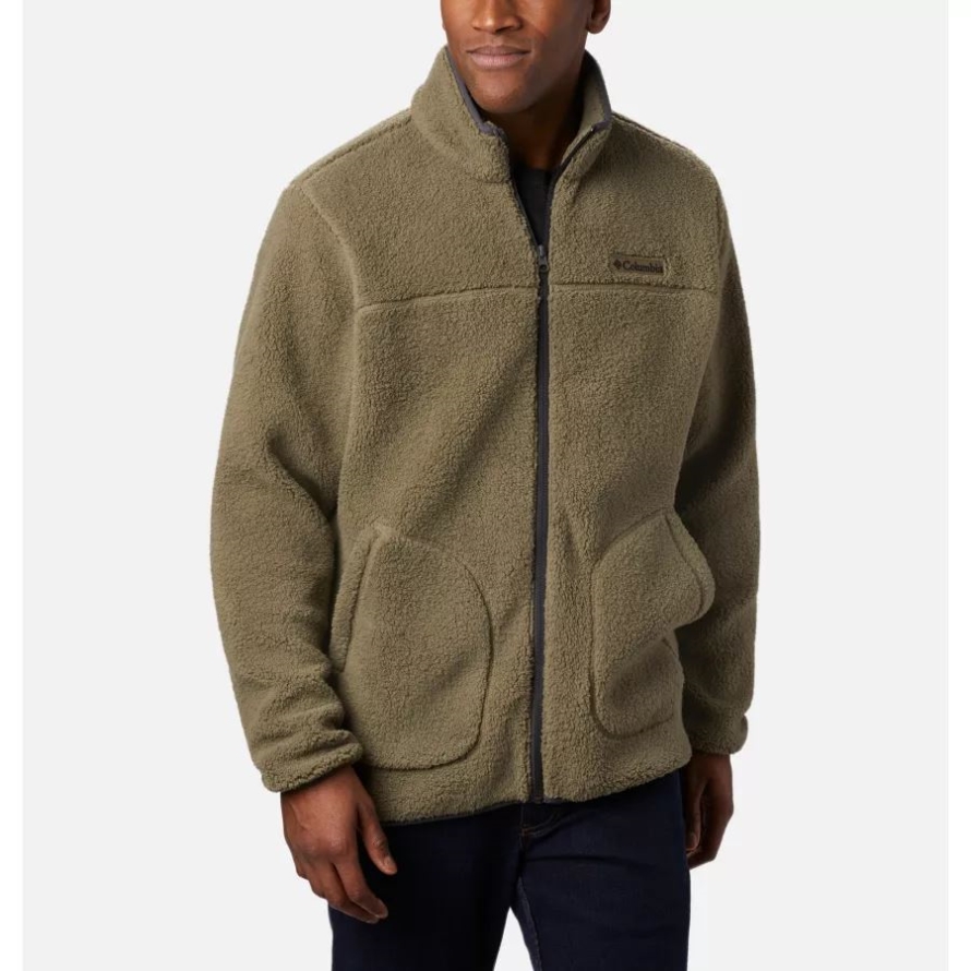 Men's Rugged Ridge II Sherpa Full Zip Fleece Jacket Stone Green/Shark Columbia