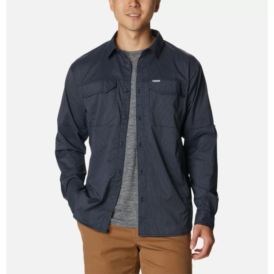 Men's Silver Ridge Lite Plaid Long Sleeve Shirt Columbia Collegiate Navy Quiet Grid