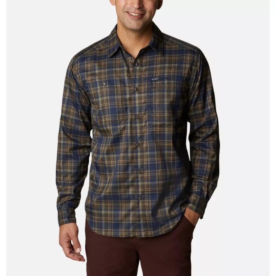 Men's Silver Ridge Utility Lite Plaid Long Sleeve Shirt Columbia Cordovan Multi Plaid