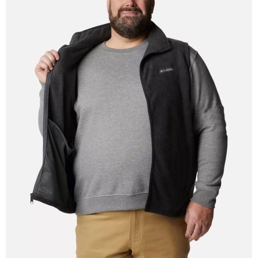 Men's Steens Mountain Fleece Vest Big Columbia Charcoal Heather