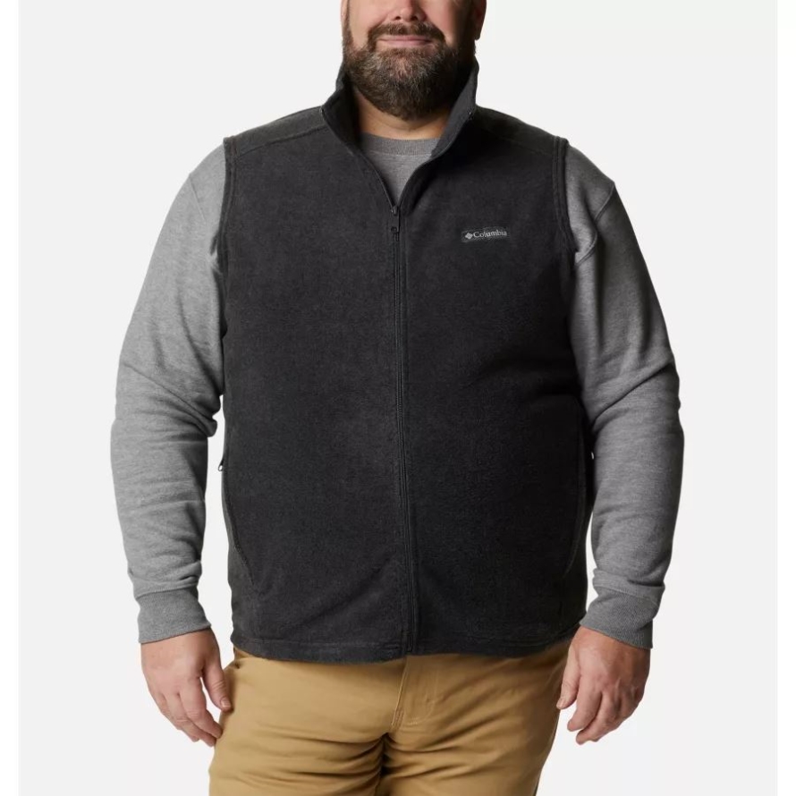 Men's Steens Mountain Fleece Vest Big Columbia Charcoal Heather