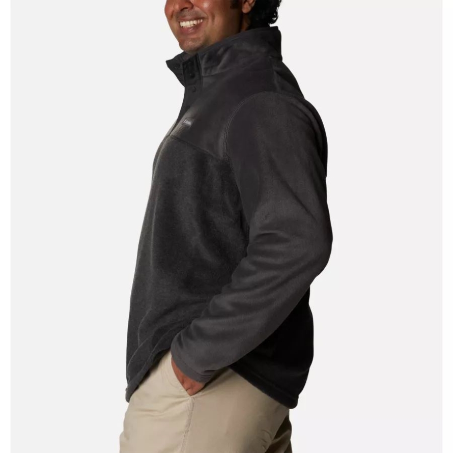 Men's Steens Mountain Half Snap Fleece Pullover Big Charcoal Heather/Shark Columbia