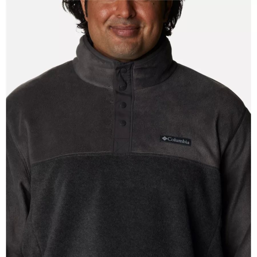 Men's Steens Mountain Half Snap Fleece Pullover Big Charcoal Heather/Shark Columbia