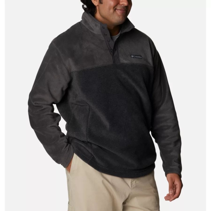 Men's Steens Mountain Half Snap Fleece Pullover Big Charcoal Heather/Shark Columbia