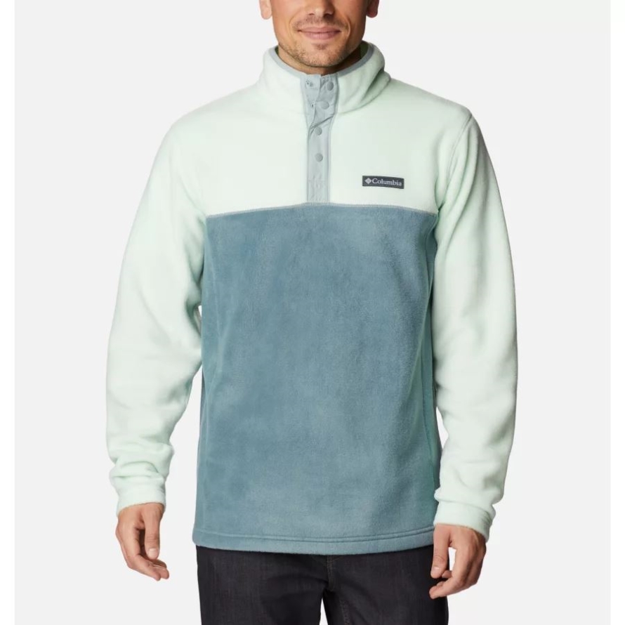Men's Steens Mountain Half Snap Fleece Pullover Columbia Ice Green/Metal/Niagara
