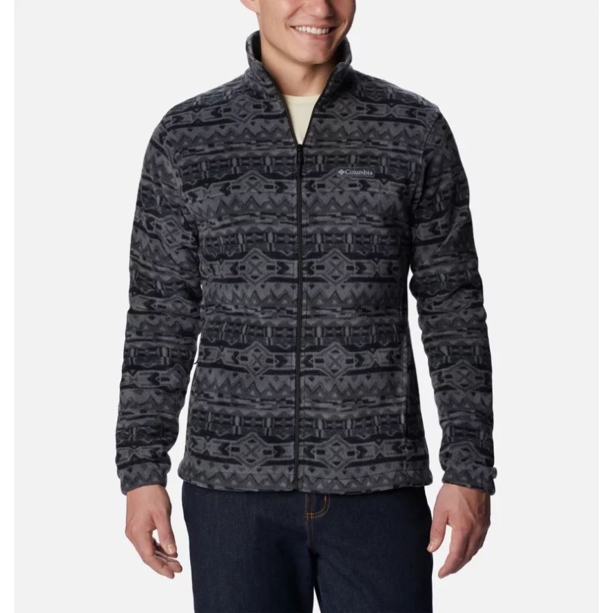 Men's Steens Mountain Printed Fleece Jacket Columbia Black 80s Stripe Print