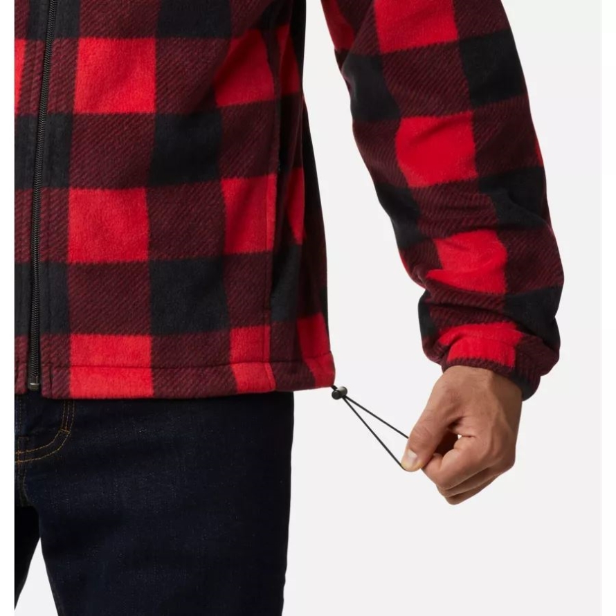 Men's Steens Mountain Printed Fleece Jacket Columbia Mountain Red Check Print