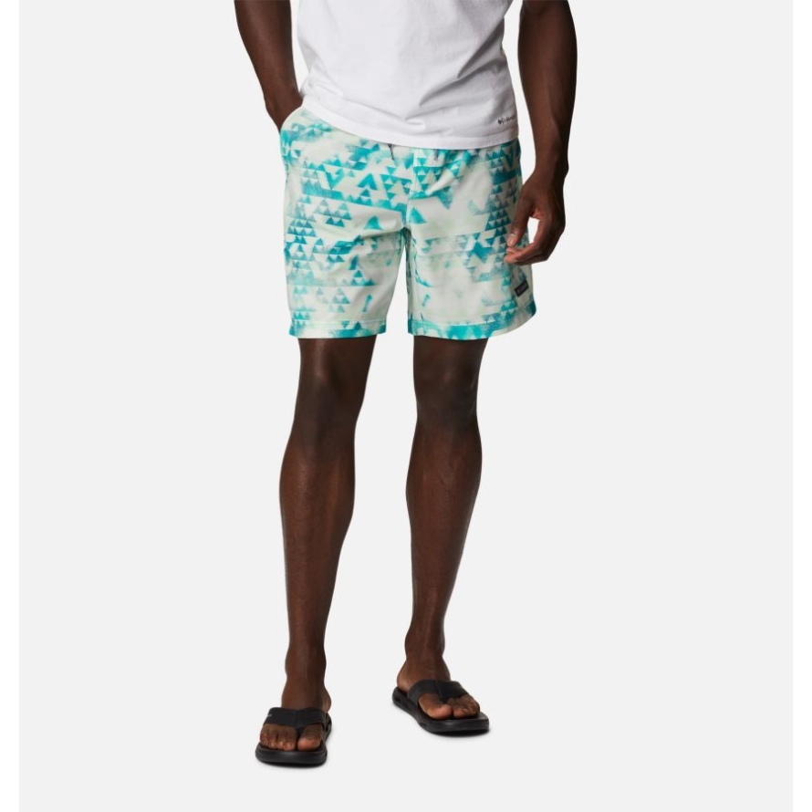 Men's Summertide Stretch Printed Shorts Columbia Bright Aqua Distant Peaks