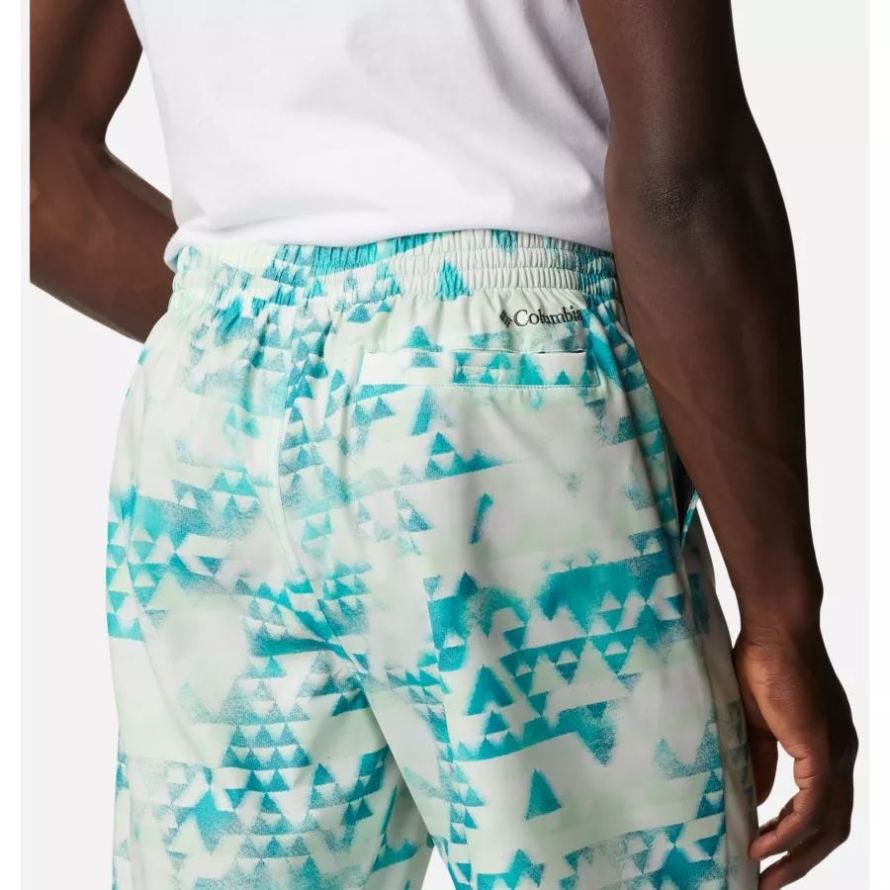 Men's Summertide Stretch Printed Shorts Columbia Bright Aqua Distant Peaks