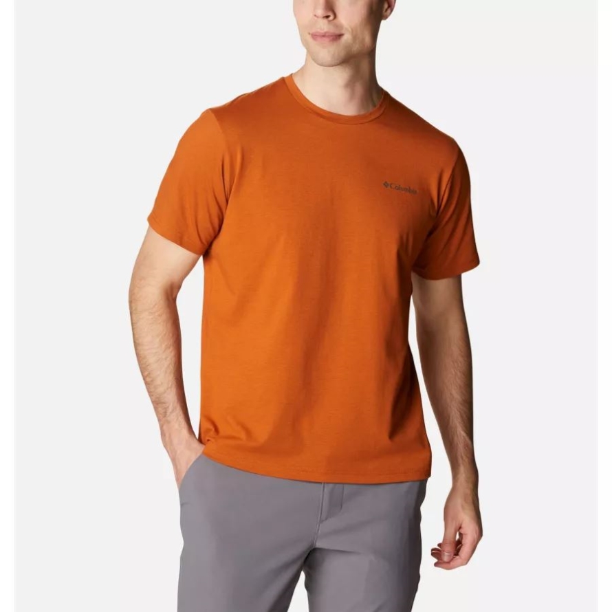 Men's Sun Trek Short Sleeve T-Shirt Columbia Brand Warm Copper Heather