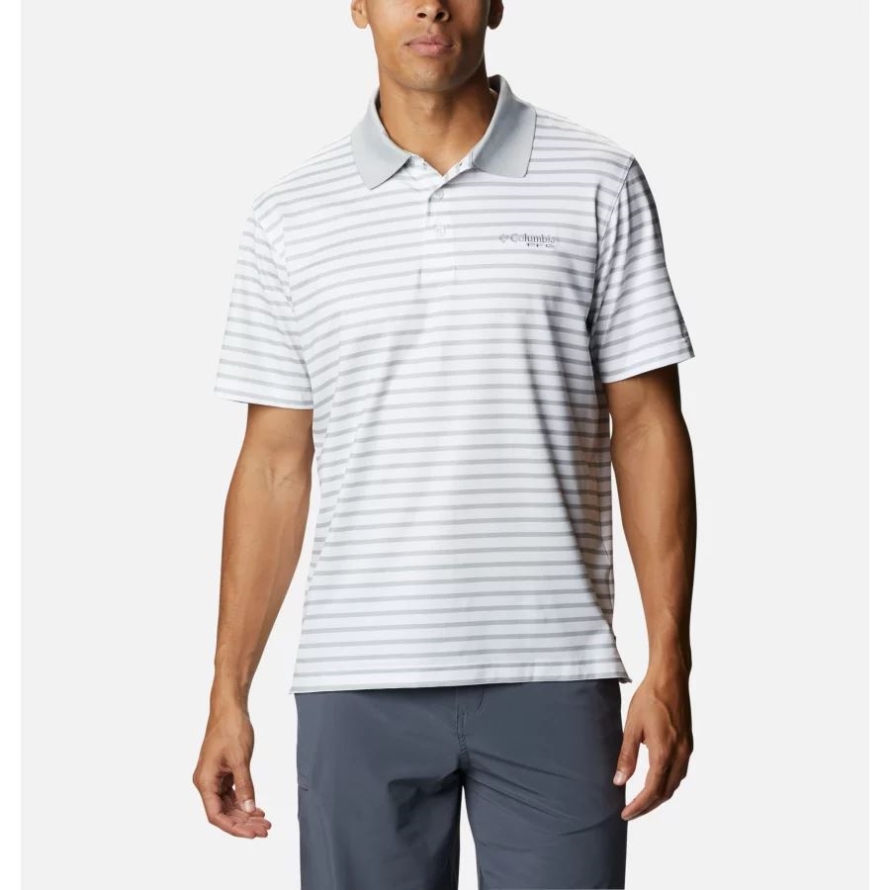 Men's Super Skiff Cast Polo Columbia Cool Grey/White Stripe