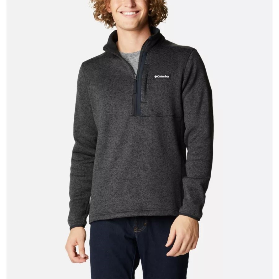 Men's Sweater Weather Fleece Half Zip Pullover Columbia Black Heather/Black