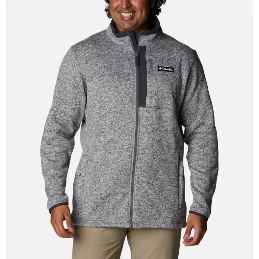 Men's Sweater Weather Full Zip Fleece Extended Size Columbia City Grey Heather