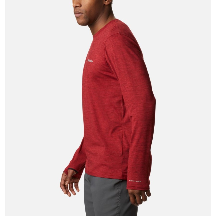 Men's Tech Trail Long Sleeve Crew II Shirt Columbia Mountain Red Heather