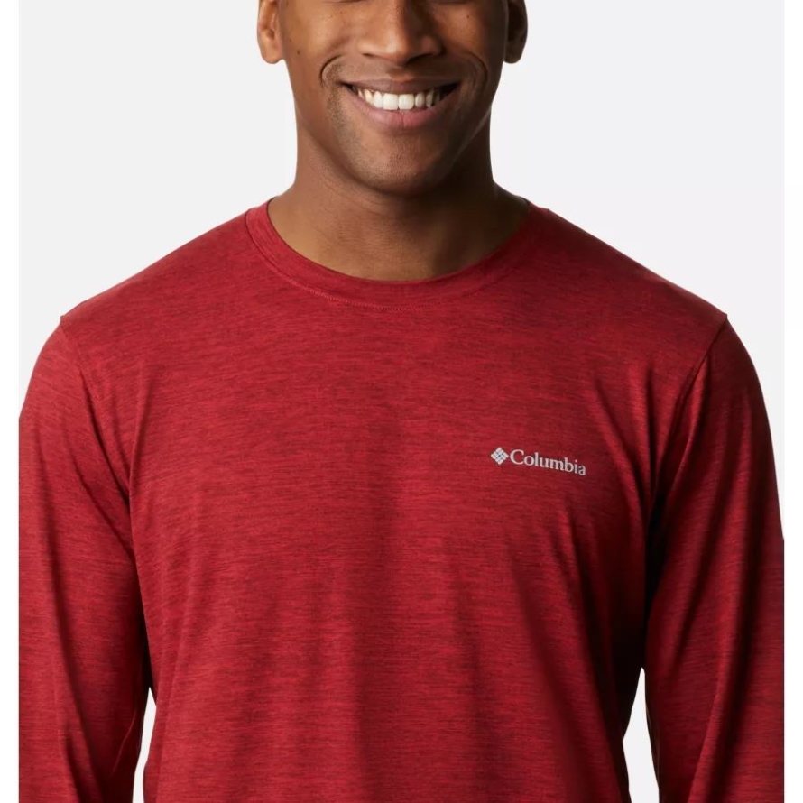 Men's Tech Trail Long Sleeve Crew II Shirt Columbia Mountain Red Heather