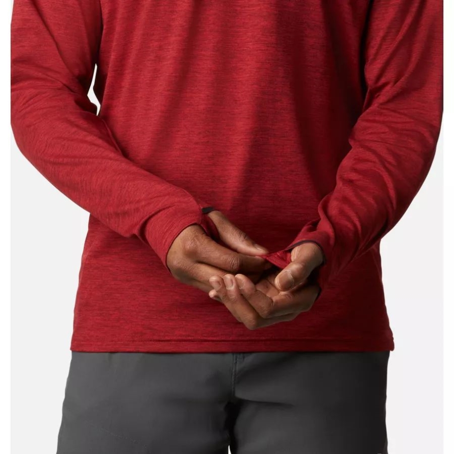 Men's Tech Trail Long Sleeve Crew II Shirt Columbia Mountain Red Heather