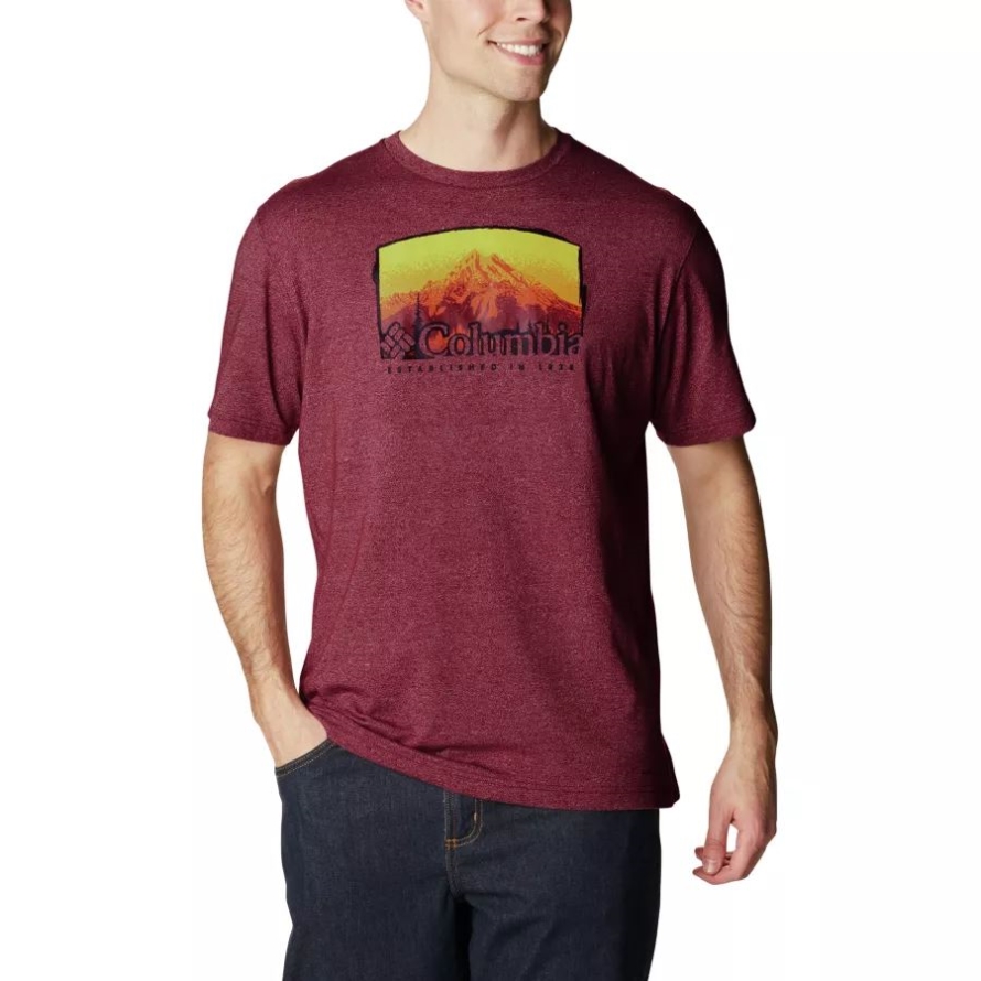 Men's Thistletown Hills Graphic T-shirt Columbia Red Jasper Heather/Foggy Haven