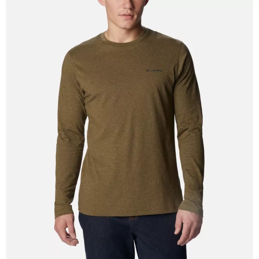 Men's Thistletown Hills Long Sleeve Crew Shirt Columbia Olive Green Heather
