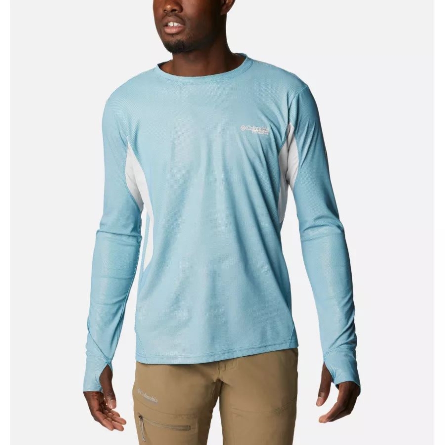 Men's Titan Pass 2.0 Technical Long Sleeve T-Shirt Columbia Deep Marine/Nimbus Grey