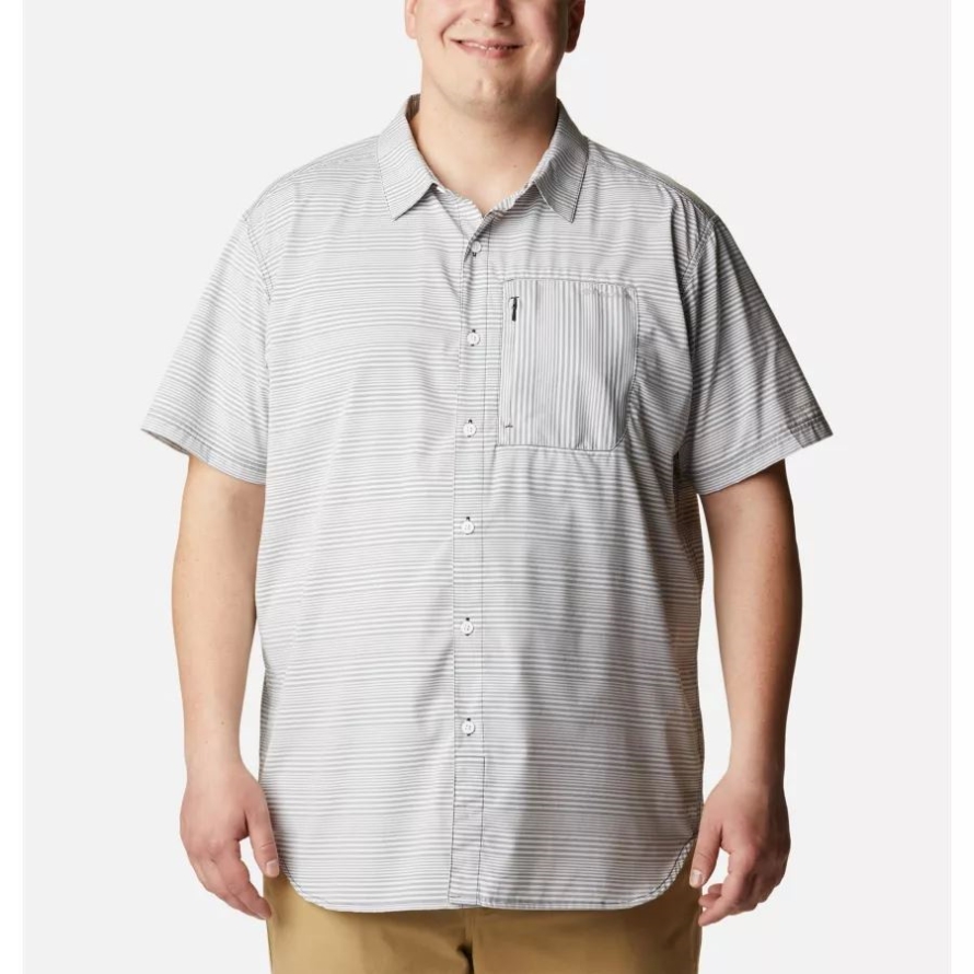 Men's Twisted Creek III Short Sleeve Shirt Big Black Wave Crest Stripe Columbia
