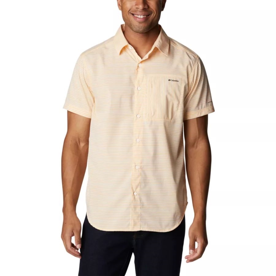 Men's Twisted Creek III Short Sleeve Shirt Columbia Mango Wave Crest Stripe