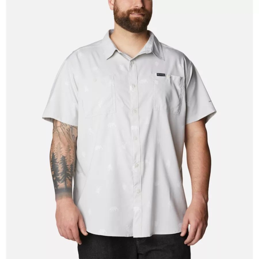 Men's Utilizer Printed Woven Short Sleeve Shirt Big Nimbus Grey Camp Social Columbia