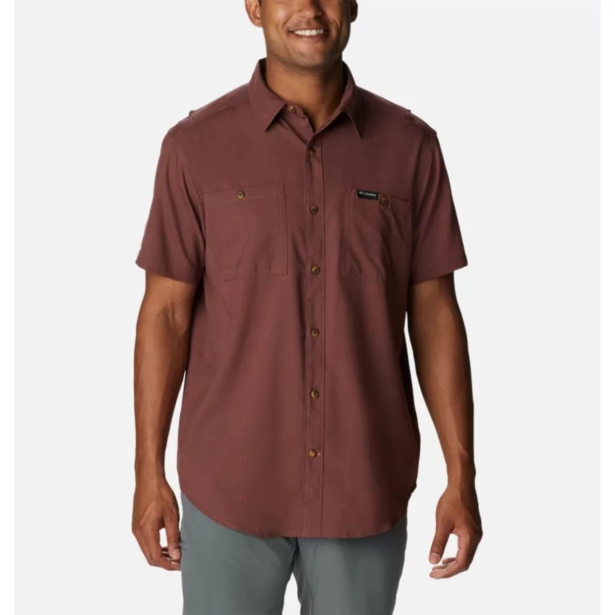 Men's Utilizer Printed Woven Short Sleeve Shirt Columbia Light Raisin Hammocked