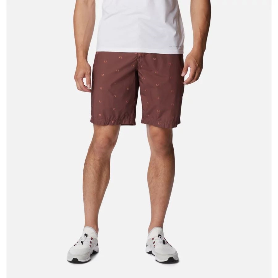 Men's Washed Out Printed Shorts Columbia Light Raisin Hammocked