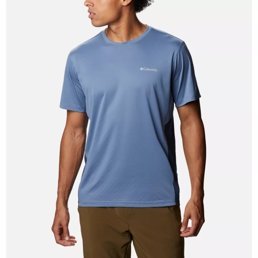 Men's Zero Ice Cirro-Cool Short Sleeve Shirt Columbia Bluestone/Collegiate Navy Heather