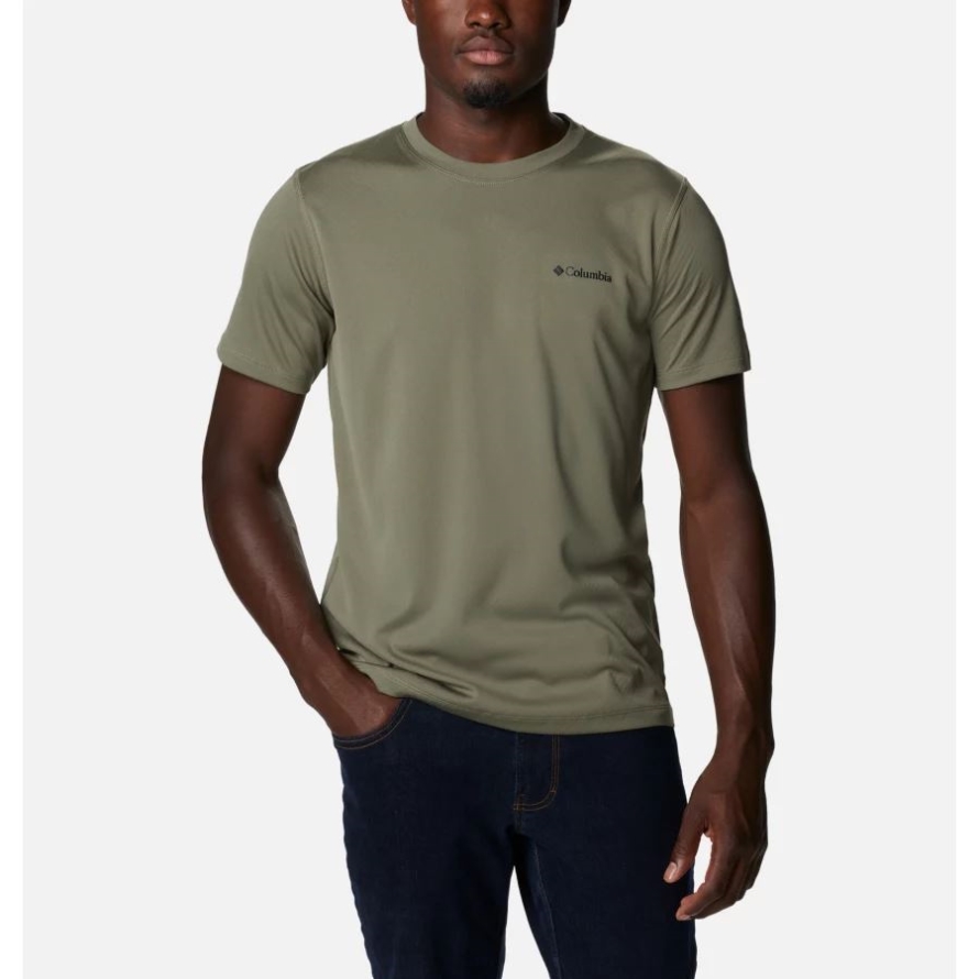 Men's Zero Rules Short Sleeve Shirt Active Fit Columbia Stone Green