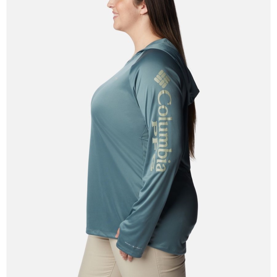 Metal/Safari Logo Women's PFG Tidal Tee Hoodie Plus Size Columbia