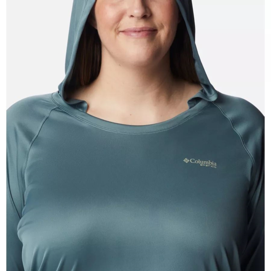 Metal/Safari Logo Women's PFG Tidal Tee Hoodie Plus Size Columbia