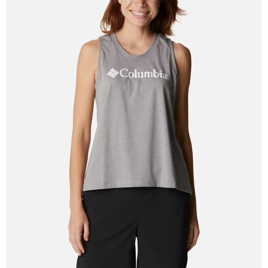 Monument Heather/White Branded Columbia Women's North Cascades Casual Graphic Tank Top