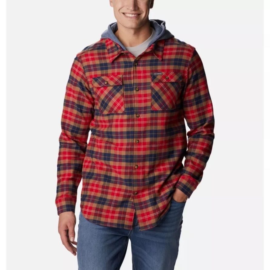 Mountain Red Balanced Tartan Columbia Men's Flare Gun Stretch Flannel Hoodie