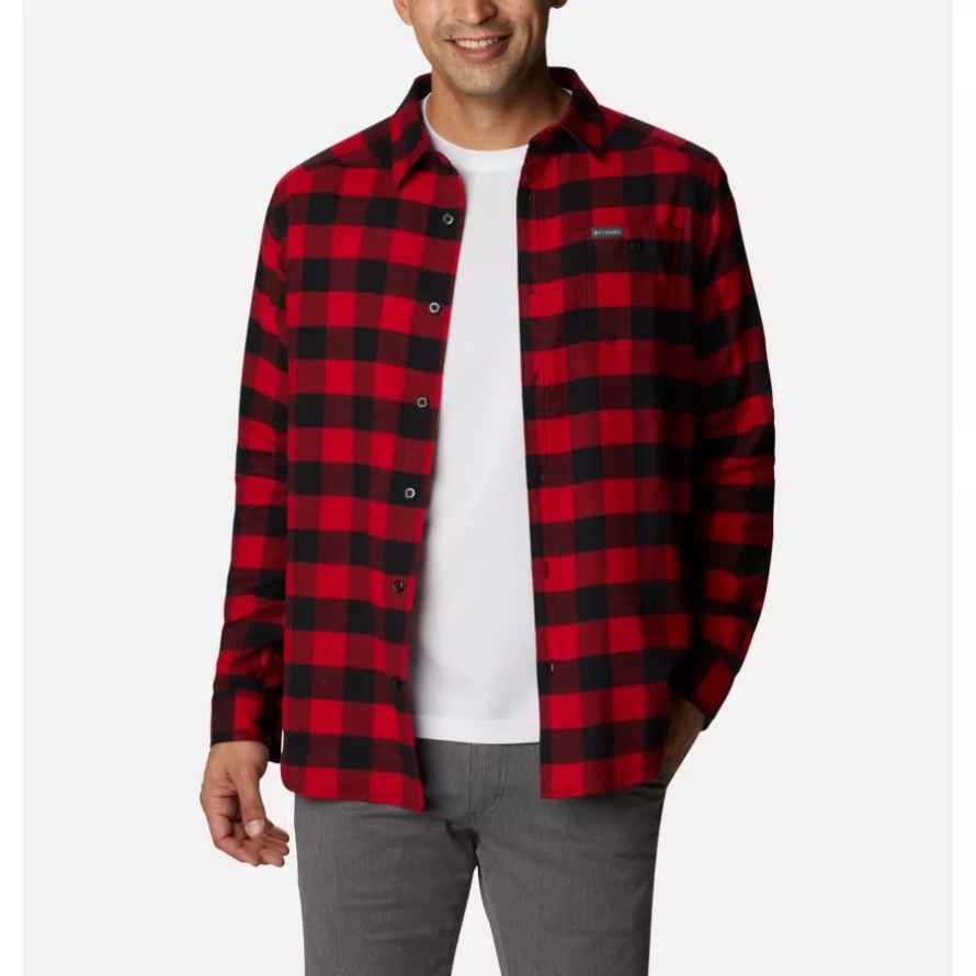 Mountain Red Buffalo Check Men's Cornell Woods Flannel Long Sleeve Shirt Columbia